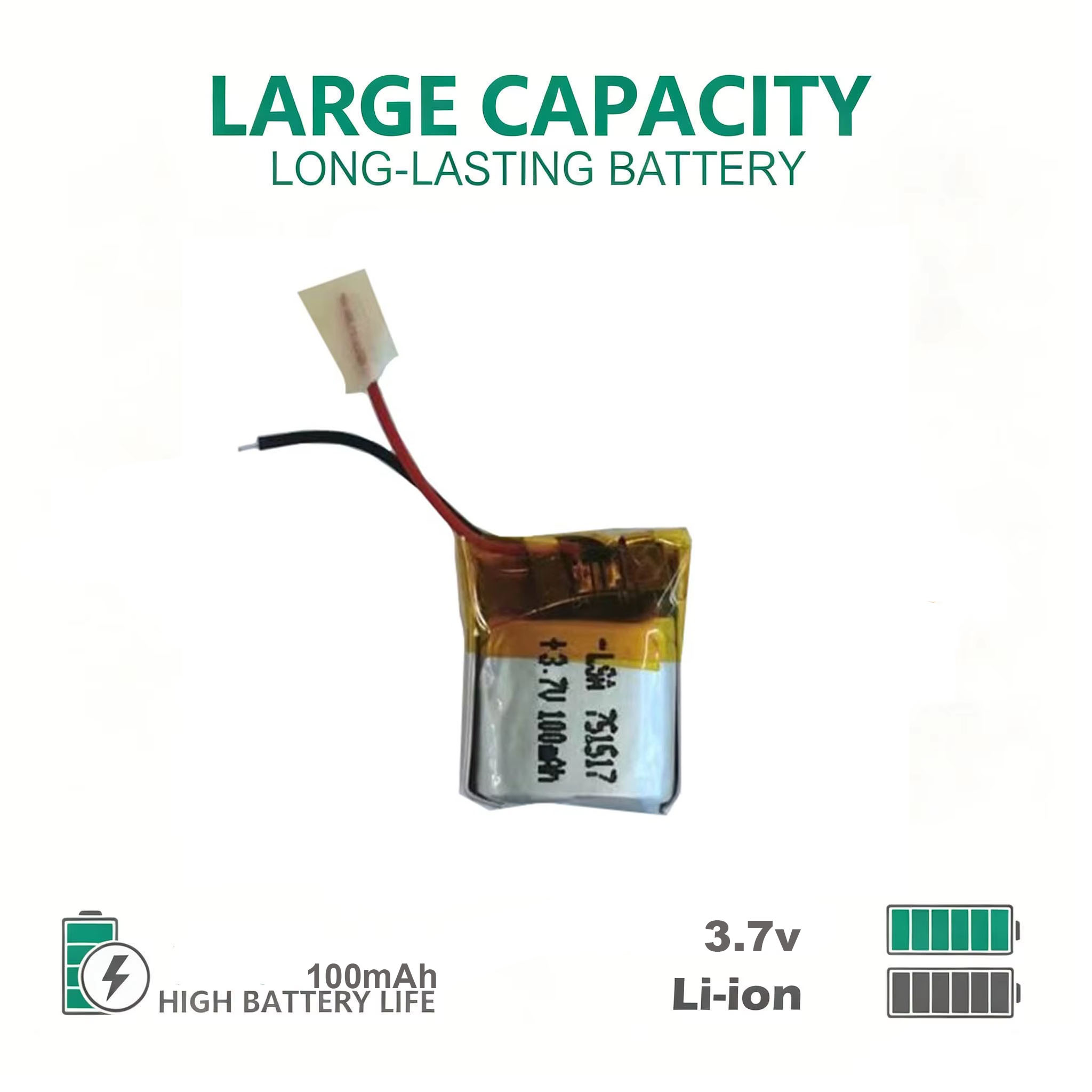 Rc Helicopter Battery - 751517 3.7V 100mAh Lithium Polymer Rechargeable
