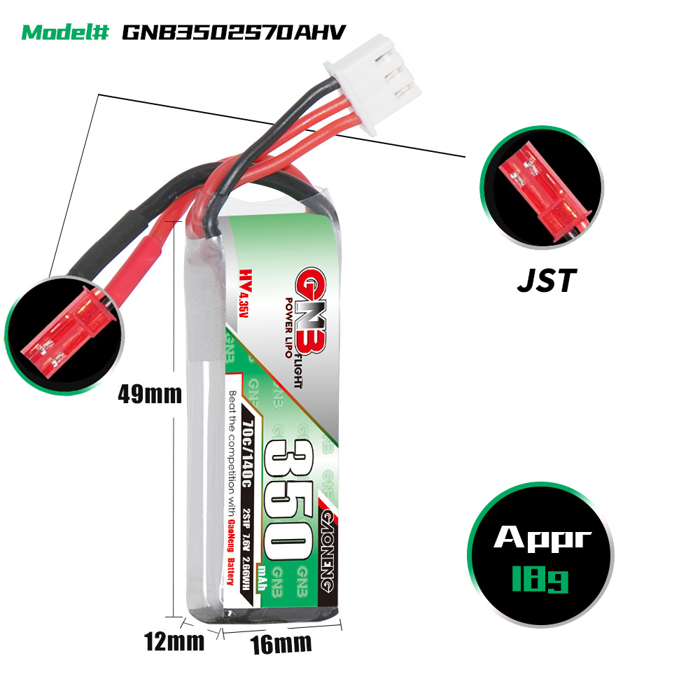 GAONENG GNB 2S 7.6V 350mAh 70C - Rc Helicopter Battery review and price